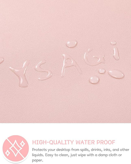 YSAGi Non-Slip Leather Desk Pad XL Size, Waterproof Laptop Computer Desk Keyboard Mat, Table Protector Blotter Mat, Large Mouse Pad for Office/Work/Home/Decor(Pink, 47.2" x 23.6")-No Band