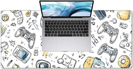 Large Mouse Pad for Desk, XXL Non-Slip Long Extended Gaming Mouse Mat Protector with Waterproof Rubber Base Stitched Edges for Office, Computer, Keyboard, Laptop and Home (Doodle Painting)