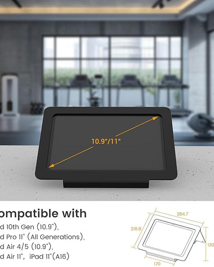 Tablet Desk Stand, All Metal 30° Ergonomic with Security Cable Lock for Office, POS Counter, Reception - Compatible with iPad 10th (10.9"), Pro 11", Air 4/5 (10.9"), Air 11"，iPad 11"(A16)