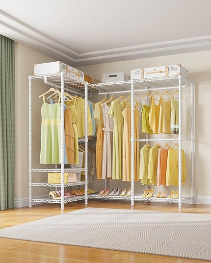 VIPEK V40 Plus Extra Large Clothes Rack Heavy Duty Clothing Rack for Hanging Clothes, Multi-Functional Closet Organizer System Freestanding Wardrobe Closet for Bedroom, Max Load 1300lbs, White