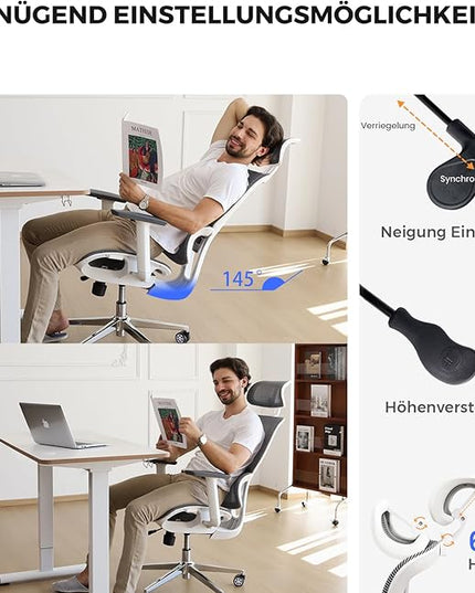 NearHub Ergonomic Office Chair for Big and Tall Max 400Lbs Heavy-Duty Office Gaming Chair with Adjustable Features, High-Back Design, and Premium Comfort for Home Office, EC20