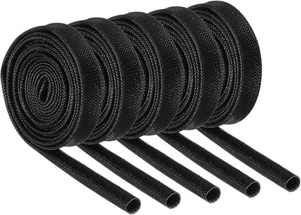 MECCANIXITY 5Pcs Wire Insulation Braid Fire Sleeve,3.28Ft-4mm ID Black, High Temp Silicone Coated Fiberglass Sleeving for Automotive Hose Lines Electrical Wiring