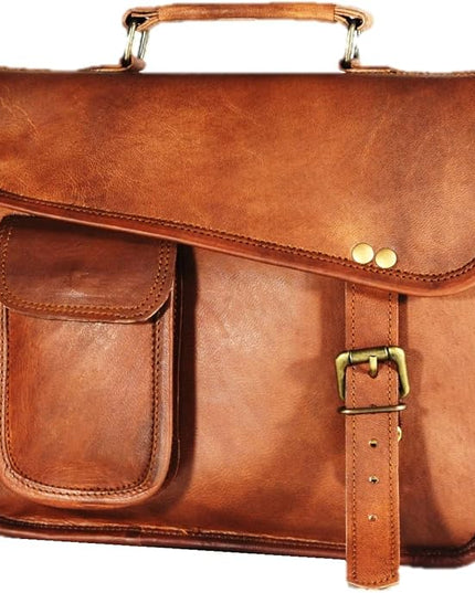 URBAN DEZIRE Men's Genuine Leather Small Briefcase Messenger Satchel Ipad Tab Tablet Bag 11 compatible with Apple product