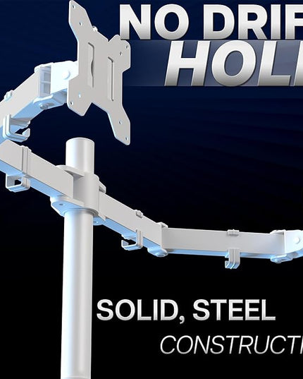 VIVO Dual Monitor Desk Mount, Heavy Duty Fully Adjustable Steel Stand, Holds 2 Computer Screens up to 30 inches and Max 22lbs Each, White, STAND-V002W