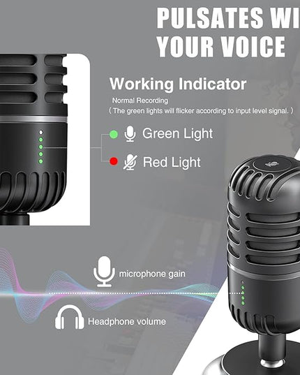 Moman USB Microphone, EMP Desktop Condenser PC Microphones for Steaming Podcast Mic Recording Gaming Zoom Meeting YouTube ASMR Online Conference Course, USB-Podcast-Streaming-Computer-Microphone