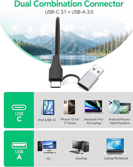 CFast 2.0 Card Reader, 5-in-1 USB A & USB C CFast Card Reader/SD/Micro SD/XD/CF Card Reader, 5Gbps Multi Memory Card Adapter Simultaneous Read CFast/CF/SD/TF/XD Cards for Camera/Computer/Phone/PC