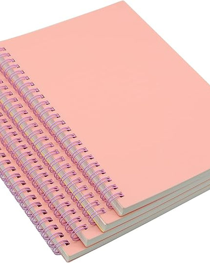 Yansanido Spiral Notebook, 4 Pcs A5 Thick Plastic Hardcover 8mm Ruled Pink 80 Sheets -160 Pages Journals for Study and Notes (Ruled-4pcs Light Pink, A5)