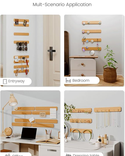 Fluxynara Cork Board Alternative Felt Strip Board 8-Pack 13"x2", Office Pin Board with 50 Push Pins, Adhesive Install for Bedroom Door & Home Office(Sunset Yellow)