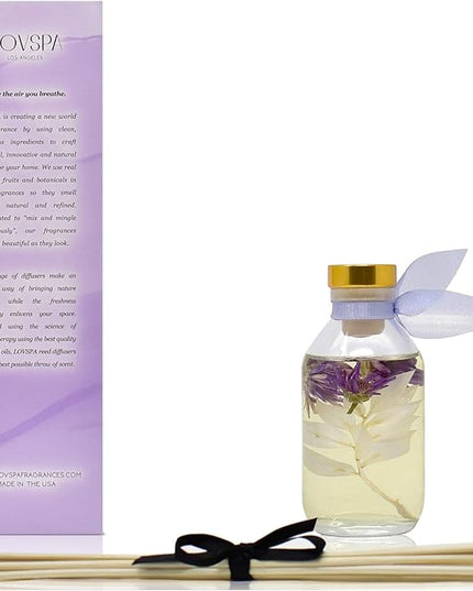 LOVSPA Reed Diffuser Set, Lavender Vanilla Scented Oil Diffuser with Sticks, Home Fragrance Accessories for Bathroom Shelf Decor, Aroma Diffusers for Home or Office Desk, USA Made