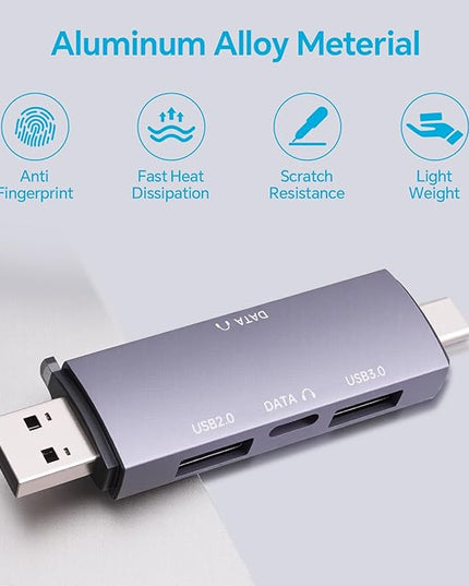 CHONCHOW USB Hub for Laptop, Aluminum 4 Ports USB Hub 3.0 USB Splitter Ultra-Slim Data Hub, USB Extender USB Multiport Adapter USB C Hub for Laptop,PC,Mac,Printer,Flash Drive,Mobile HDD,Phone and More