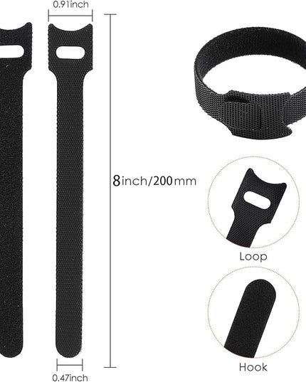 150PCS 8 Inch Cable Ties Reusable Multi-Purpose Wire Ties Cord Organizer Adjustable Cable Management 5 Colors