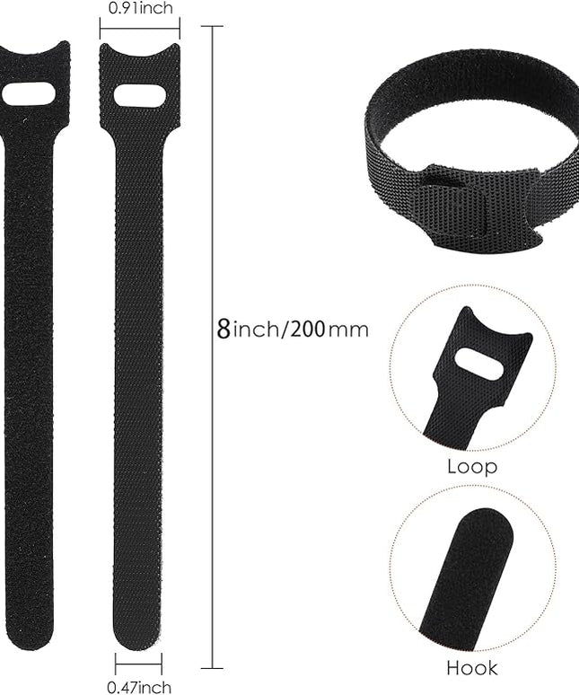150PCS 8 Inch Cable Ties Reusable Multi-Purpose Wire Ties Cord Organizer Adjustable Cable Management 5 Colors