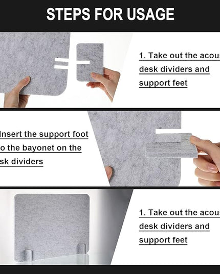 Fabbay 10 Pcs Acoustic Freestanding Desk Divider Desk Partition 16 x 24 Inch Table Freestanding Up Privacy Panel Visual Distraction and Noise Reducing for Office Furniture Classroom (Sliver Gray)