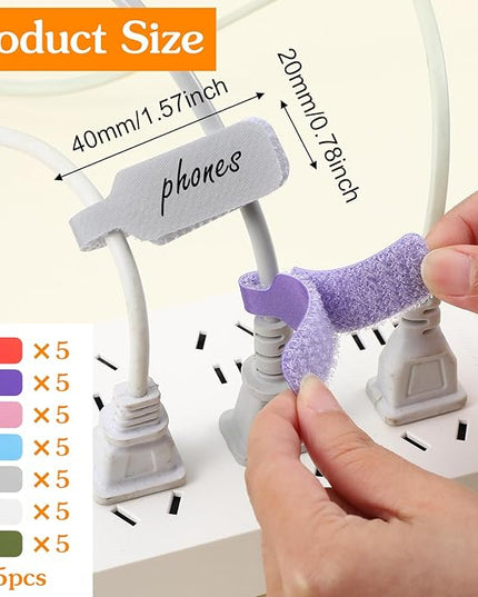 35 PCS Cable Cord Labels Large Size, Cord Labels Reusable Cable Label Tags Writable Wire Tags Label Multicolored Handwriting Cables Tag for Organizing Wires and Identification Electronics Computers