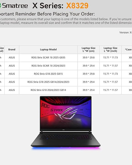 Smatree Hard EVA Protective Sleeve Case Compatible for 18 inch ASUS ROG Strix Scar 18 2025 G835/2024/2023,for 18 inch ASUS ROG Strix G18 2025 G815/2025 G814/2024/2023 Notebook Bag,Green(X8329G)