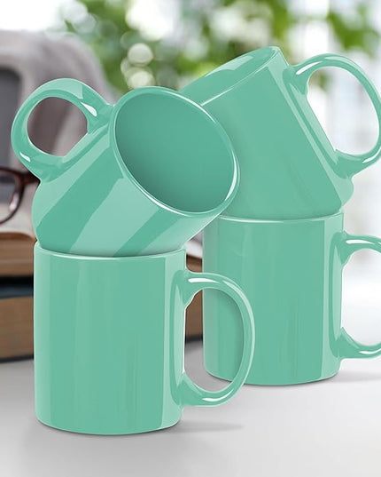 DISCOUNT PROMOS Ceramic Coffee Mugs 11 oz. Set of 10, Bulk Pack - Coffee cup set, Iced coffee cup, Gaming mug - Teal