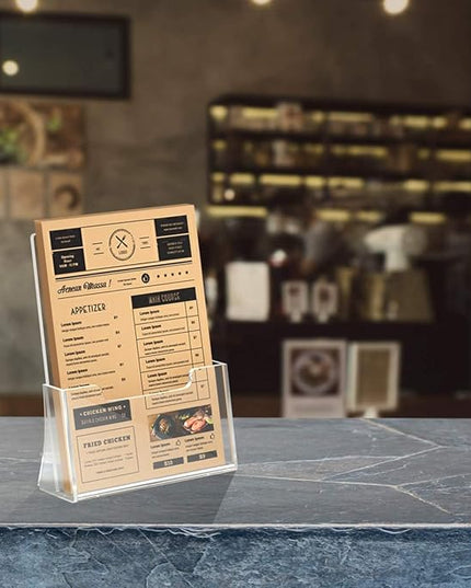 HIIMIEI 2 Pack 4 inch Wide Acrylic Brochure Holders for Pamphlets, Cards, Brochures, Magazines, Literature, Pamphlets Display Stand for Countertop