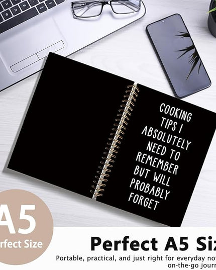 LIANGW Funny Baking Gifts Spiral Notebook Journal, Recipe Notebook Journal for Writing, Gifts for Bakers Cookie Lovers Cooks Dish, 5.5x8.3 Inch