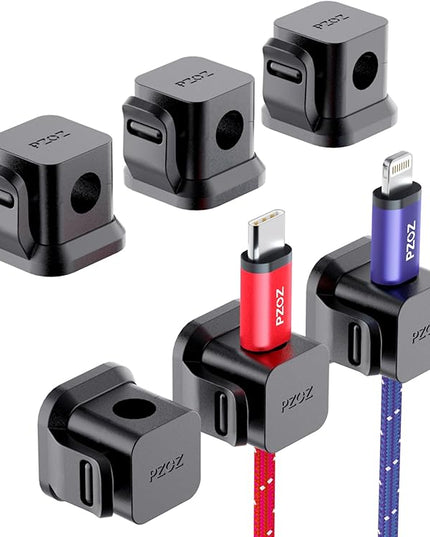 PZOZ 6 Pack Cord Organizer, Adhesive Charger Cable Clips, Wire Holder Keeper Organizer, Charging USB Cable Management for Home Office Desk Phone Car Wall Desktop Nightstand (Black)
