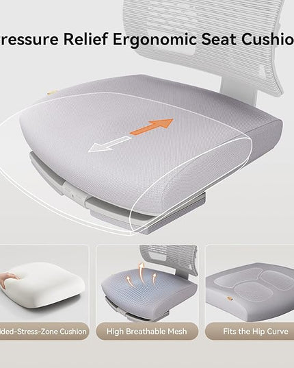 Newtral Ergonomic Office Chair-Home Office Desk Chair with Footrest, Auto-Following Backrest & Headrest, 4D Armrests, 96°-136° Recline (Gray, with Laptop Table)