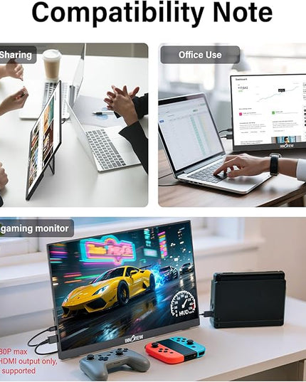 InnoView 16-inch 180Hz Portable Monitor FHD1920×1200 100% sRGB Laptop Screen Extender | 2 x Type-C & HDMI 16:10 Portable Monitor Compatible with 144hz/Macbook/Switch/PS5/Xbox