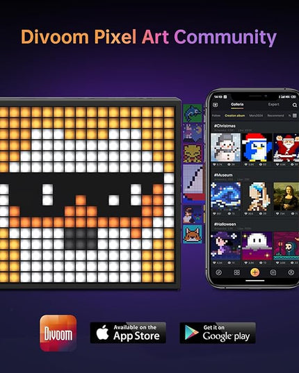Divoom TimeBox Evo -- Pixel Art Bluetooth Speaker with 16x16 LED Display APP Control - Cool Animation Frame & Gaming Room Setup & Bedside Alarm Clock- Black