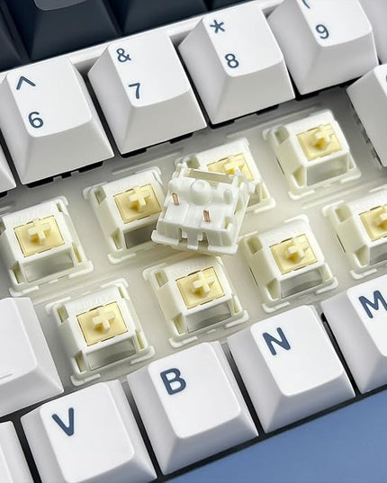 Gateron Cream Keyboard Switches Replacement,Pre-lubed 5-Pin Tactile Switches with Light Guide Pole/All Pom/Enhanced Pin for MX Mechanical Gaming Keyboard(108Pcs)