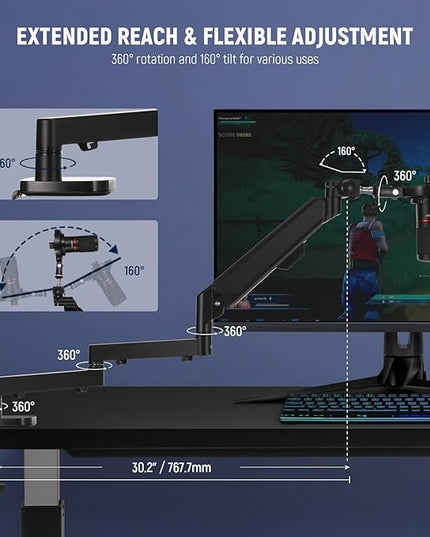 Neewer Low Profile Mic Arm Desk Mount, 360° Swivel Boom Arm with Pneumatic Damping Adjustable, Cable Management, Compatible with Shure MV7 SM7B Blue Yeti Gaming Streaming Podcast Microphone, MS002