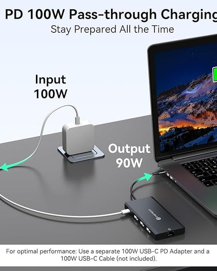 DGYBDFC USB C Docking Station 3 Monitors 100W PD 4K120Hz 12 in 1 Thunderbolt to Triple Displayport Docking Station USB C Hub Multiple Adapter, 2xUSB-C 3.2, 2xUSB-A 3.0, SD Card, 1000Mbps Ethernet