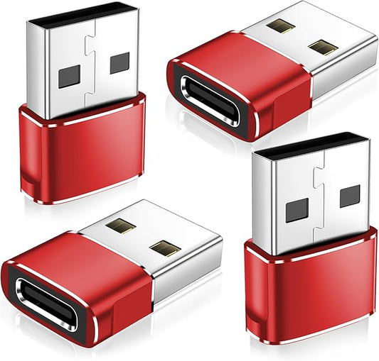 𝟒𝐏𝐚𝐜𝐤 𝐔𝐩𝐠𝐫𝐚𝐝𝐞𝐝 USB to USB C Adapter,Type-C Female to A Male Car Charger OTG Converter for Apple Watch Ultra 8 9 10,iPhone 16 15 14 13 Pro Max,Samsung S24,Nintendo Switch,AirPods,iPad,Car