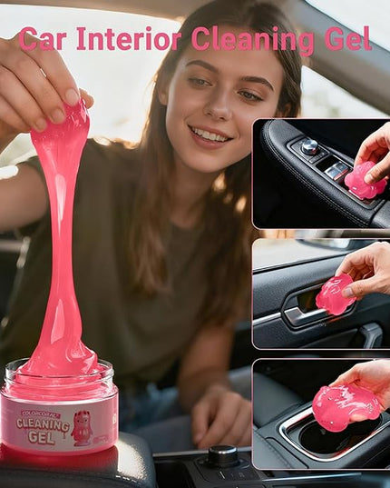 2 Pack Car Cleaning Gel Reusable Auto Slime Cleaner,Rose Scent Dust Cleaning Gel Keyboard Slime for Car Interior Air Vent Cleaner, Auto Detailing kit Tools Accessories,Gifts for Men Women,200g,Pink