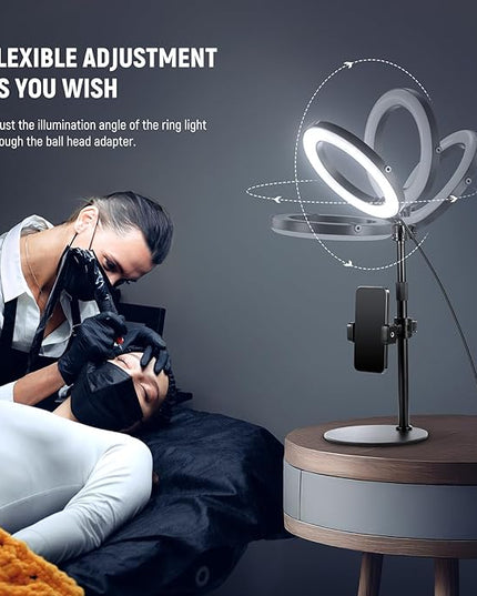 NEEWER 12" 24W High Power Desk Ring Light with Stand/Phone Holder, LED Selfie Video Conference Lighting for iPhone Streaming Makeup Vlog Recording Laptop Computer Webcam Zoom Call Podcast, RH12B