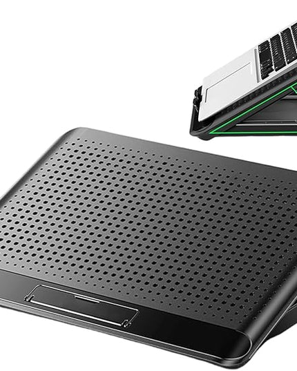 Laptop Cooler, Adjustable Riser Stand, Aluminum Quiet Fan Heat Dissipation -Device Use Ergonomic Design for Laptops Notebooks Tablets Phones Books Desk Home Office Dorm Lightweight