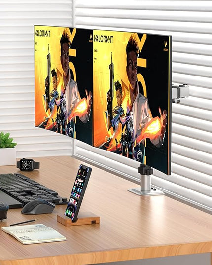 Suptek Dual Monitor Desk Mount, Adjustable Dual Monitor Arm for 2 Monitor Screens up to 42 inch, Extra Tall 15.75" Pole Monitor Stand for Desk, Holds up to 22 lbs,Silver(MD9442LS)
