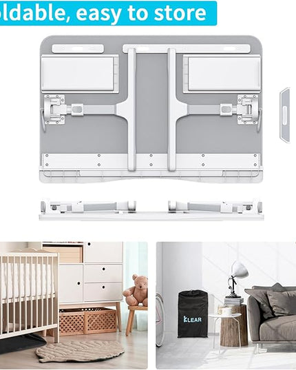 KLEAR Foldable Laptop Bed Tray Desk with Extral Drawstring Bag, Adjustable Bed Table with Heights and Angles, Lap Desk for Eating, Working, Writing, Gaming, Drawing with 2 Drawers(Grey)
