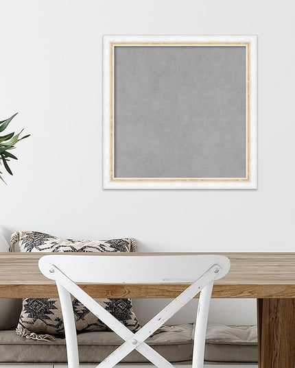 Amanti Art White Framed Magnetic Board 18x18 Small Vision Board for use with Magnets, 100% Metal Sheet to Display Items as Office Decor or for Home Organization in mudroom, Kitchen or Kids Room