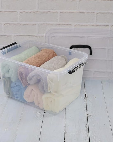 5 Liter Clear Storage Box, 4-Pack Plastic Latching Box with Lid