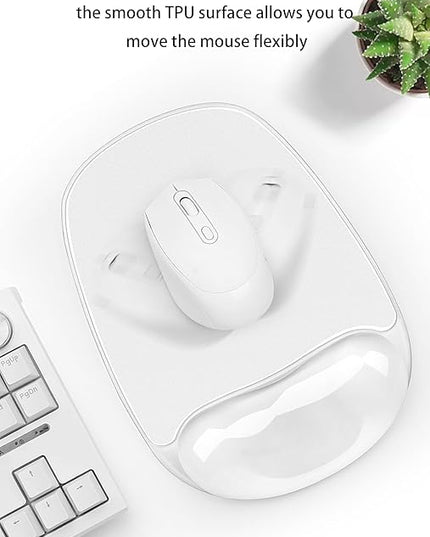 Gel Wrist Rest for Mouse,Ergonomic Mousepad with Clear Cushioned Palm Rest,Gel Mouse Pad with Wrist Support,Small Desk Mat,Office Desk Work Accessories for Women,Carpal Tunnel Relief (A-Clear)