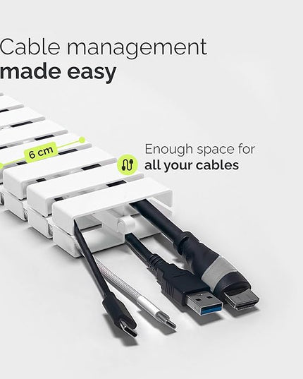 VALU Cable Management Spine – 49 Inch Cable Organizer for Standing & Fixed Desks – Sturdy & Flexible with Magnetic Link – Cord Management System Under Desk with Steel Base & Non-Slip Pads