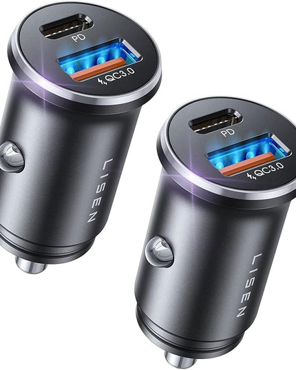LISEN Car Charger USB C, 69W Cigarette Lighter USB Charger Adapter, Car Accessories Gifts for Men, Mini USBC Cars Fast Charging Adapter USBC Type C 12V Plug Outlet, for iPhone 17 Pro Max 16 15 14 13