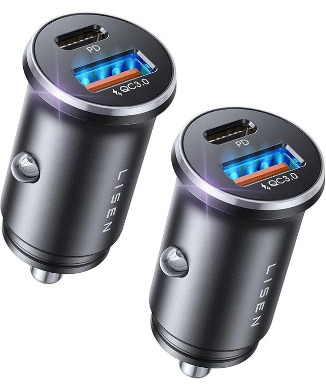 LISEN Car Charger USB C, 69W Cigarette Lighter USB Charger Adapter, Car Accessories Gifts for Men, Mini USBC Cars Fast Charging Adapter USBC Type C 12V Plug Outlet, for iPhone 17 Pro Max 16 15 14 13