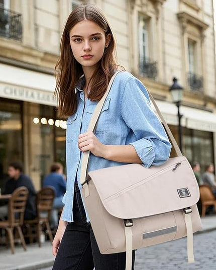 OIWAS Messenger Bag for Women, 17 Inch Laptop Crossbody Bags Men Casual Satchel Shoulder Bag College Travel Office Briefcase (White, 17 inch)