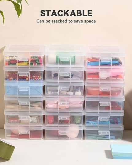 novelinks 18 Pack Small Plastic Storage Containers Clear Arts & Crafts Storage Boxes & Organizers Stackable Small Containers With Lids For Organizin (Set 1)