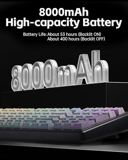 Aula F99 Keyboard Gaming Wireless Mechanical Keyboards Computer Bluetooth Creamy Keyboard Full Size Hot Swappable Custom RGB Backlit with 8000mAh Battery, Tri-Mode BT5.0/2.4GHz/USB-C (Gradient Grey)