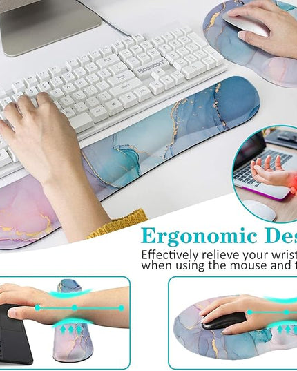 LATEEFAH Mouse Pad with Wrist Rest, 3-in-1 Gaming Mouse Pad, Keyboard Wrist Rest, Ergonomic Memory Foam Mousepad with Wrist Support for Computer Keyboard