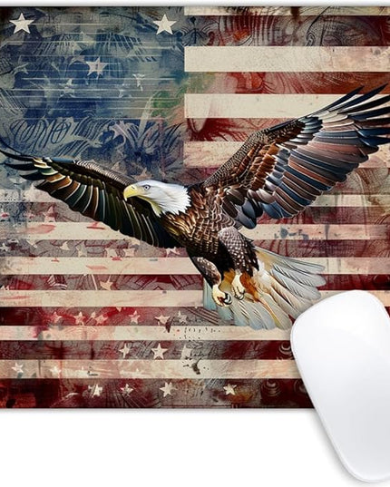 Square Mouse Pad Patriotic Bald Eagle with American Flag-5,Gaming Mouse Pads for Desk,Soft Computer Waterproof Non-Slip Mouse Mat