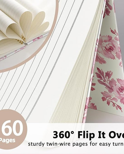 Floral Notebook Journal, pink Floral Botanical Notebook, Flower Notebook, Pink Girly Notebook, Preppy Gifts for Women, Floral Hardcover Spiral Notebook 80 Sheets -160 Pages 5.5x8.3 Inch