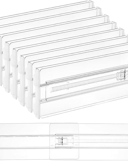 Vtopmart 8 Pack Drawer Dividers for Clothes, 4" High 10.2"-16.5" Adjustable Expandable Dresser Drawer Organizer, Clear Plastic Separators for Dresser, Baby Clothing, Underwear, Cosmetic, Toiletries