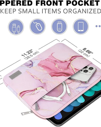MoKo 9-11 Inch Tablet Sleeve Bag Carrying Case Fits iPad Pro 11 M5/Air M3, iPad A16 2025, i-Pad 10th 10.9, i-Pad 9/8/7th Gen 10.2, iPadAir 5/4th 10.9, Tab S8 11"/Tab A 10.1,Cloudy Pink