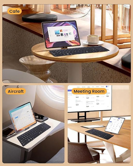 SUNGOOYUE Foldable Keyboard, Portable 5.3 2.4G Wireless Keyboard with Touchpad Number Pad with 59.3 x 64.8mm touchpad Battery for Tablet Laptop PC Smartphone